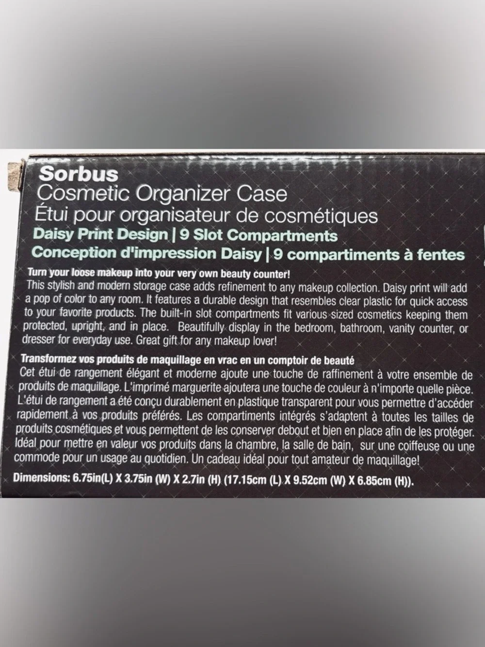 Sorbsus Daisy Print Clear Acrylic Organizer New